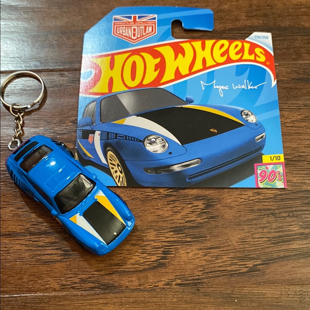 Blue and Black Die-Cast Toy Cars Keychain